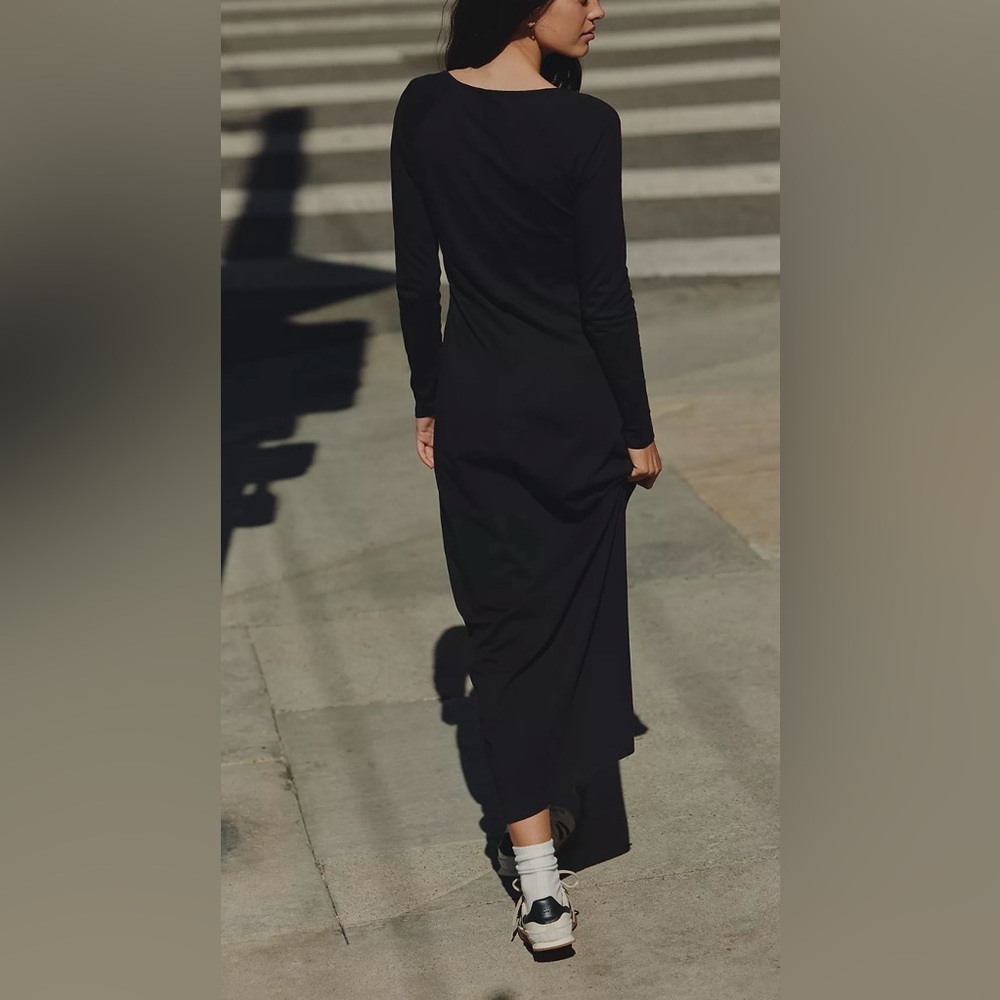 LSPACE x Anthropologie Black Maxi Dress XS NWT Button Front 100% Cotton - Picture 3 of 8